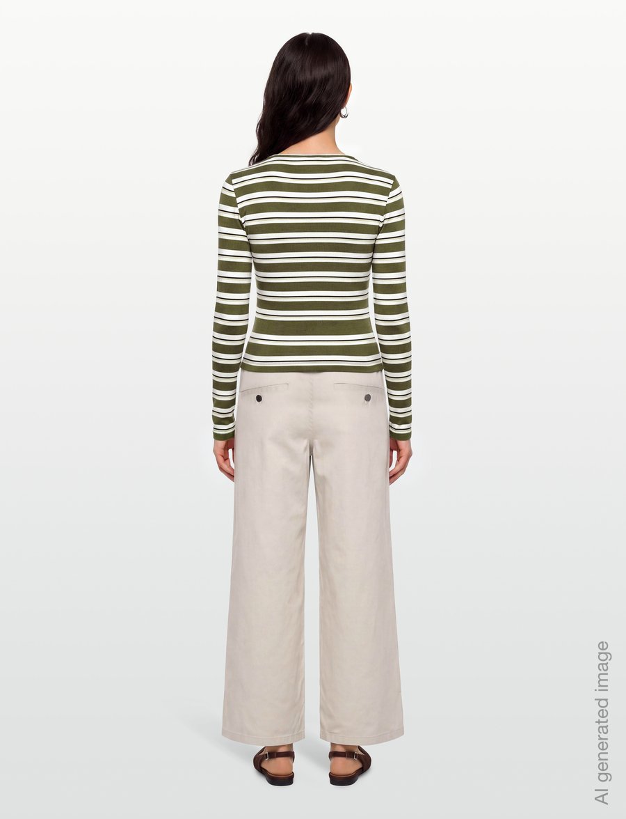 Gina Tricot - Tight fit long sleeve top - langærmede toppe - green stripe (6982) - 4