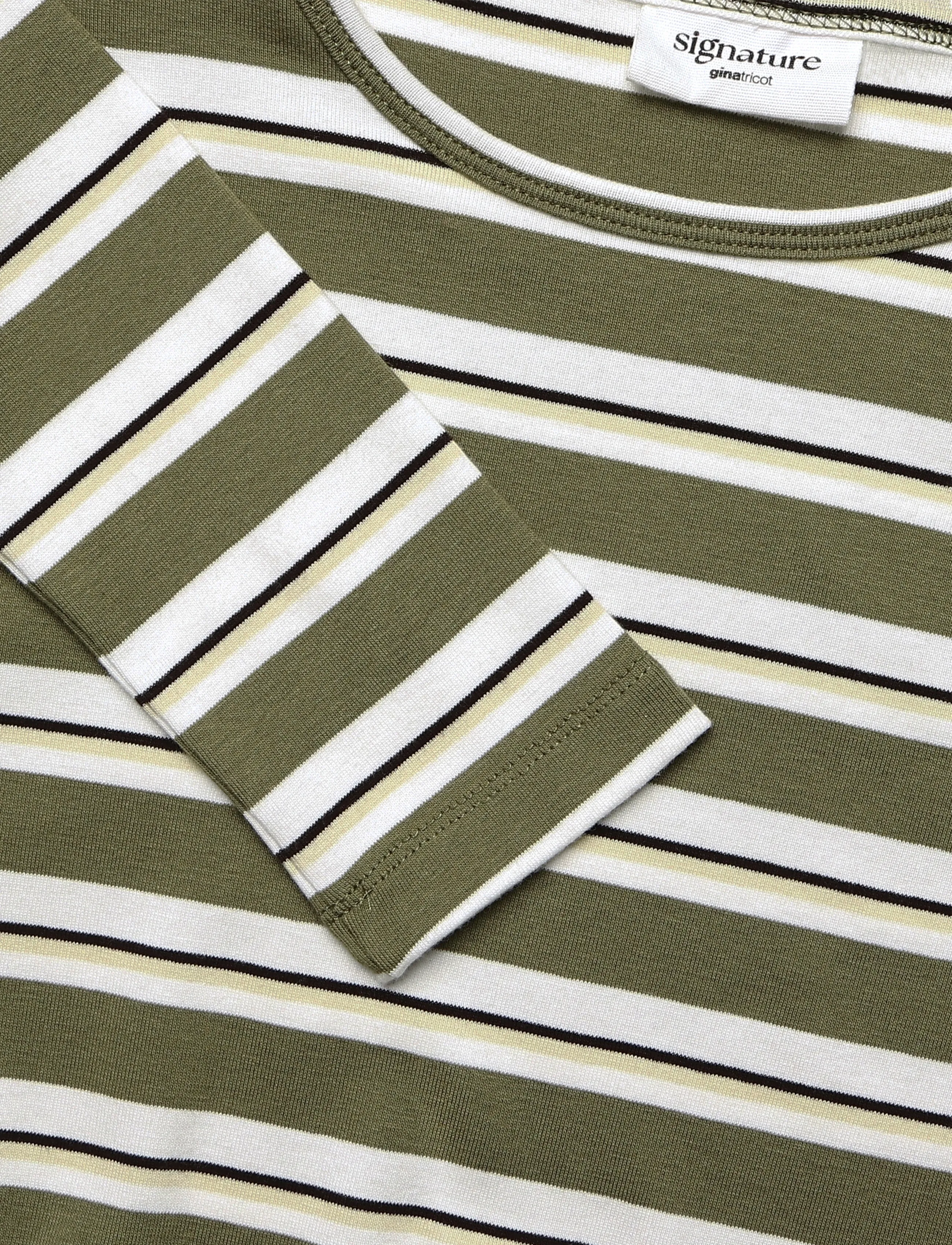 Gina Tricot - Tight fit long sleeve top - langærmede toppe - green stripe (6982) - 5