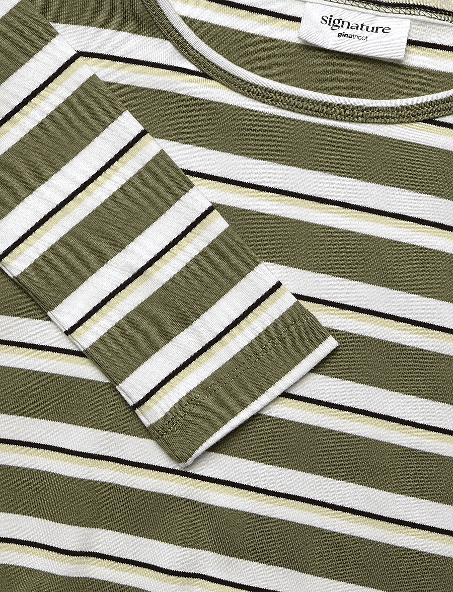 Gina Tricot - Tight fit long sleeve top - langærmede toppe - green stripe (6982) - 5