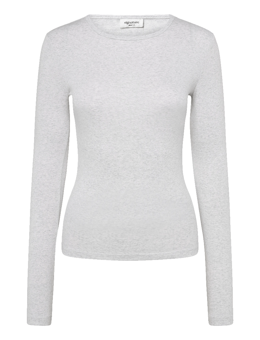 Gina Tricot - Tight fit long sleeve top - langærmede toppe - grey melange (8181) - 1