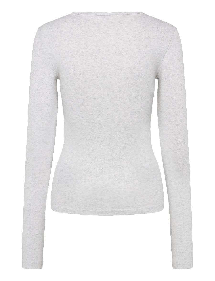 Gina Tricot - Tight fit long sleeve top - langærmede toppe - grey melange (8181) - 2
