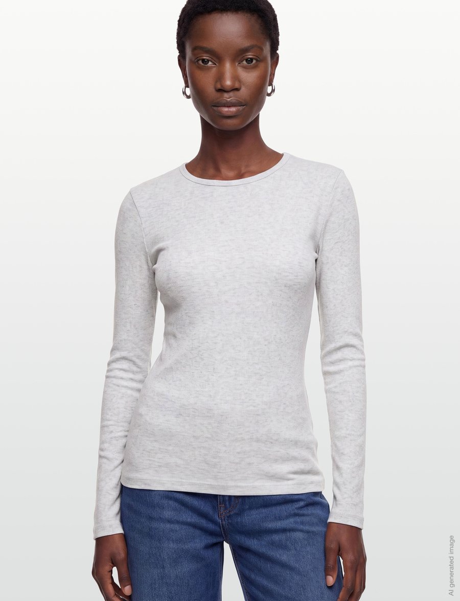 Gina Tricot - Tight fit long sleeve top - langærmede toppe - grey melange (8181) - 3