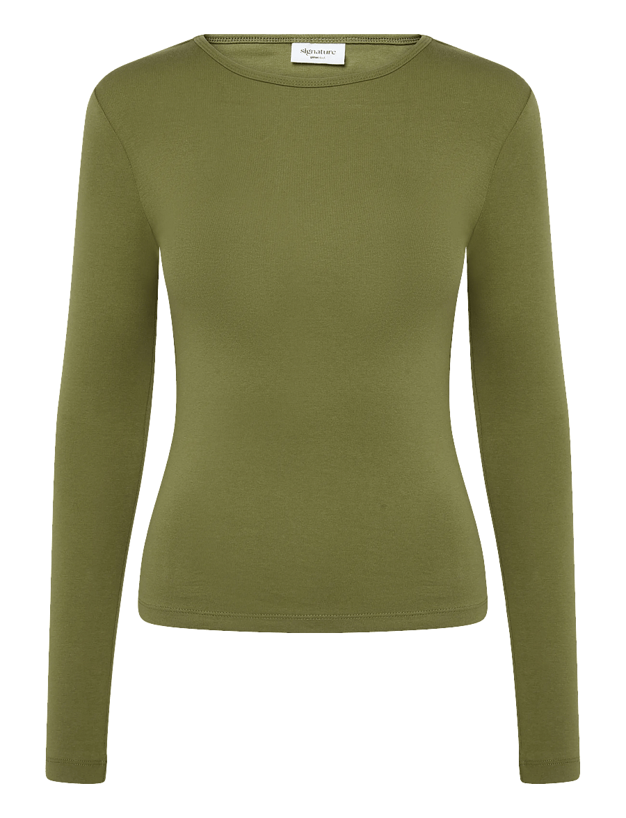 Gina Tricot - Tight fit long sleeve top - langermede topper - martini olive - 0