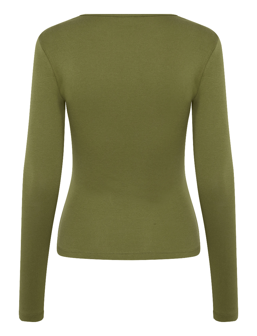 Gina Tricot - Tight fit long sleeve top - langermede topper - martini olive - 1