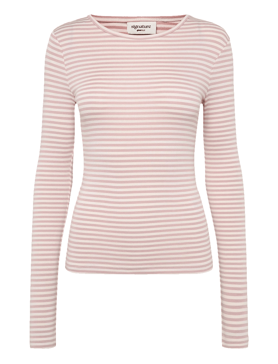 Gina Tricot - Tight fit long sleeve top - langærmede toppe - pink stripe - 0