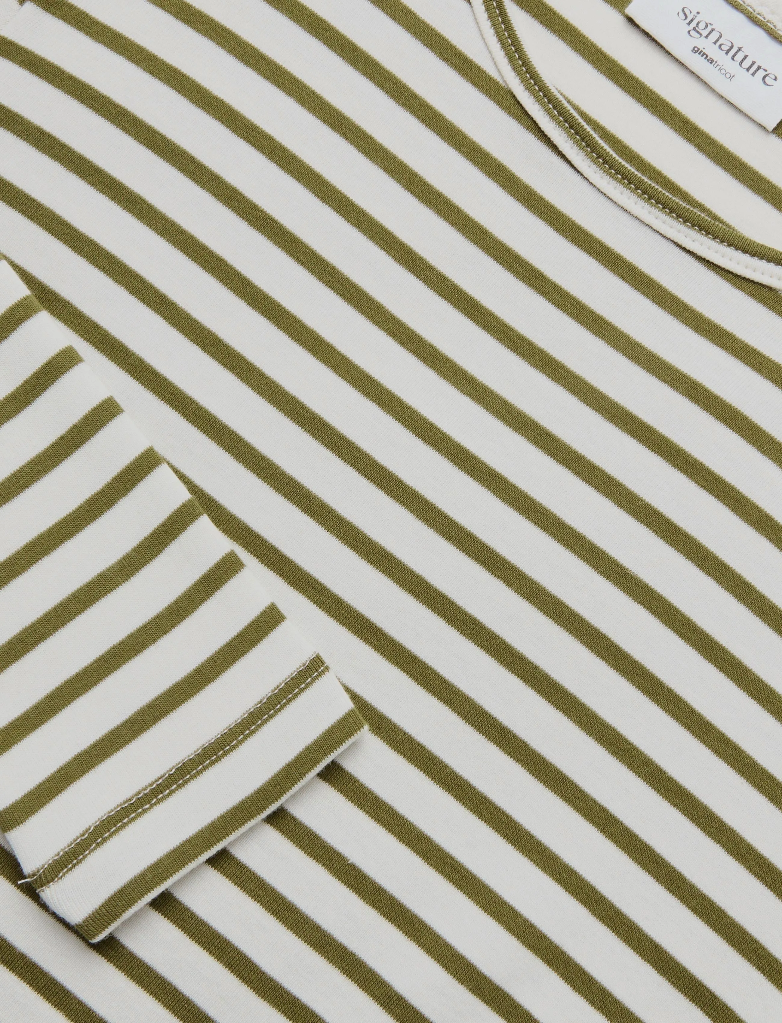 Gina Tricot - Tight fit long sleeve top - långärmade toppar - white/green stripe - 2