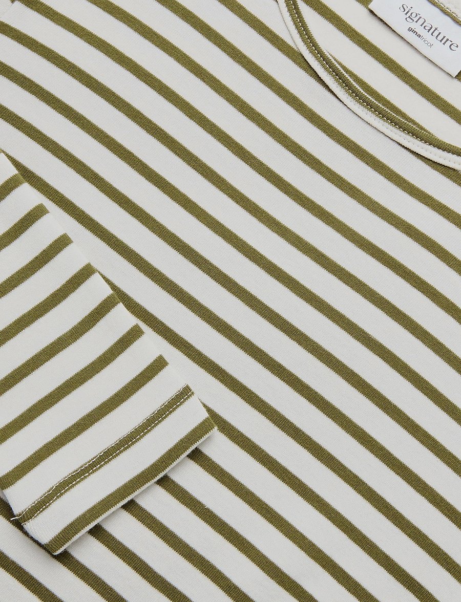 Gina Tricot - Tight fit long sleeve top - långärmade toppar - white/green stripe - 2