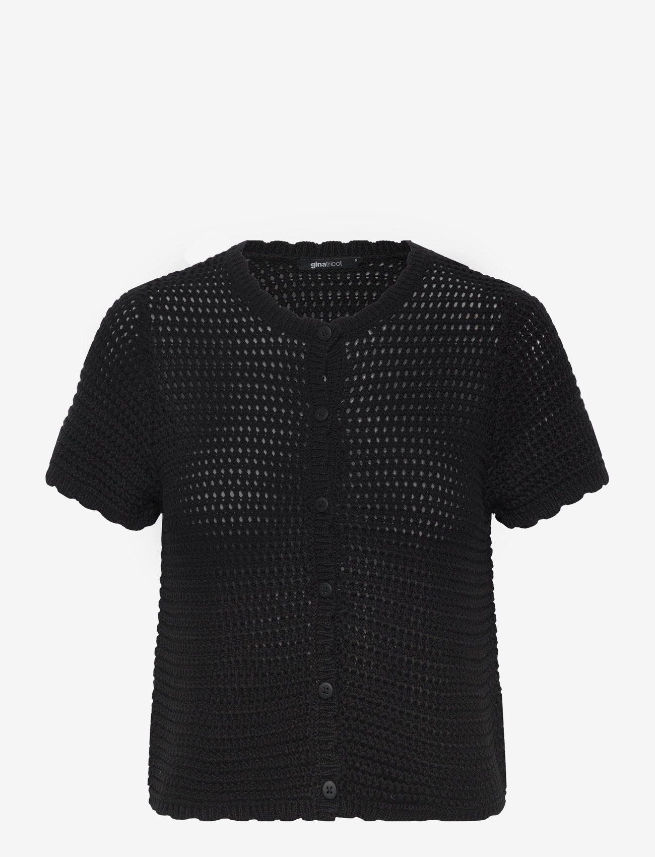 Gina Tricot - Knitted crochet cardigan - koftor - black (9000) - 0