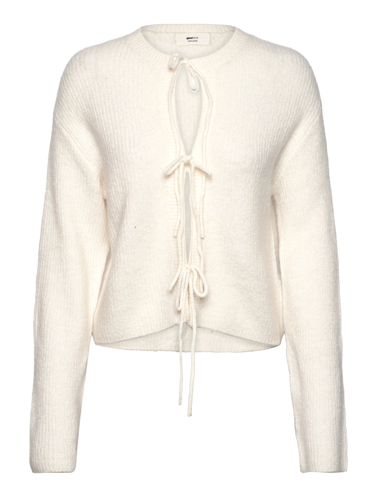 Gina Tricot Knitted Tie Cardigan, L, Knitwear, Creme - Cardigans, Frauen
