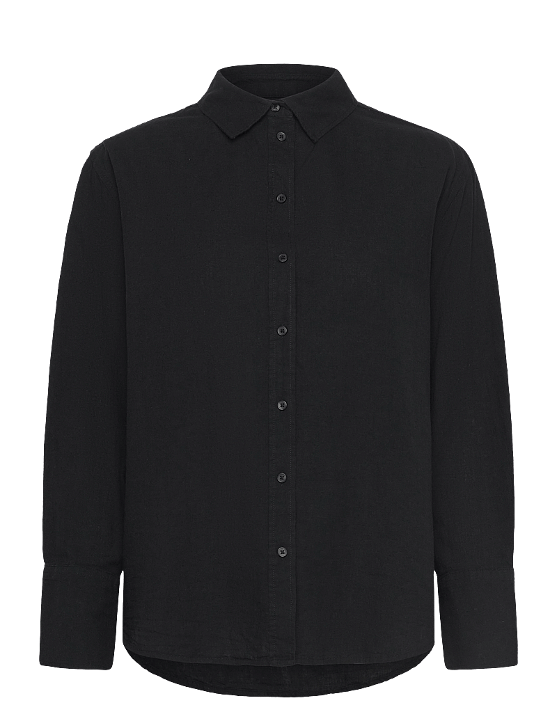 Gina Tricot - Linen blend shirt - leinenhemden - black (9000) - 0