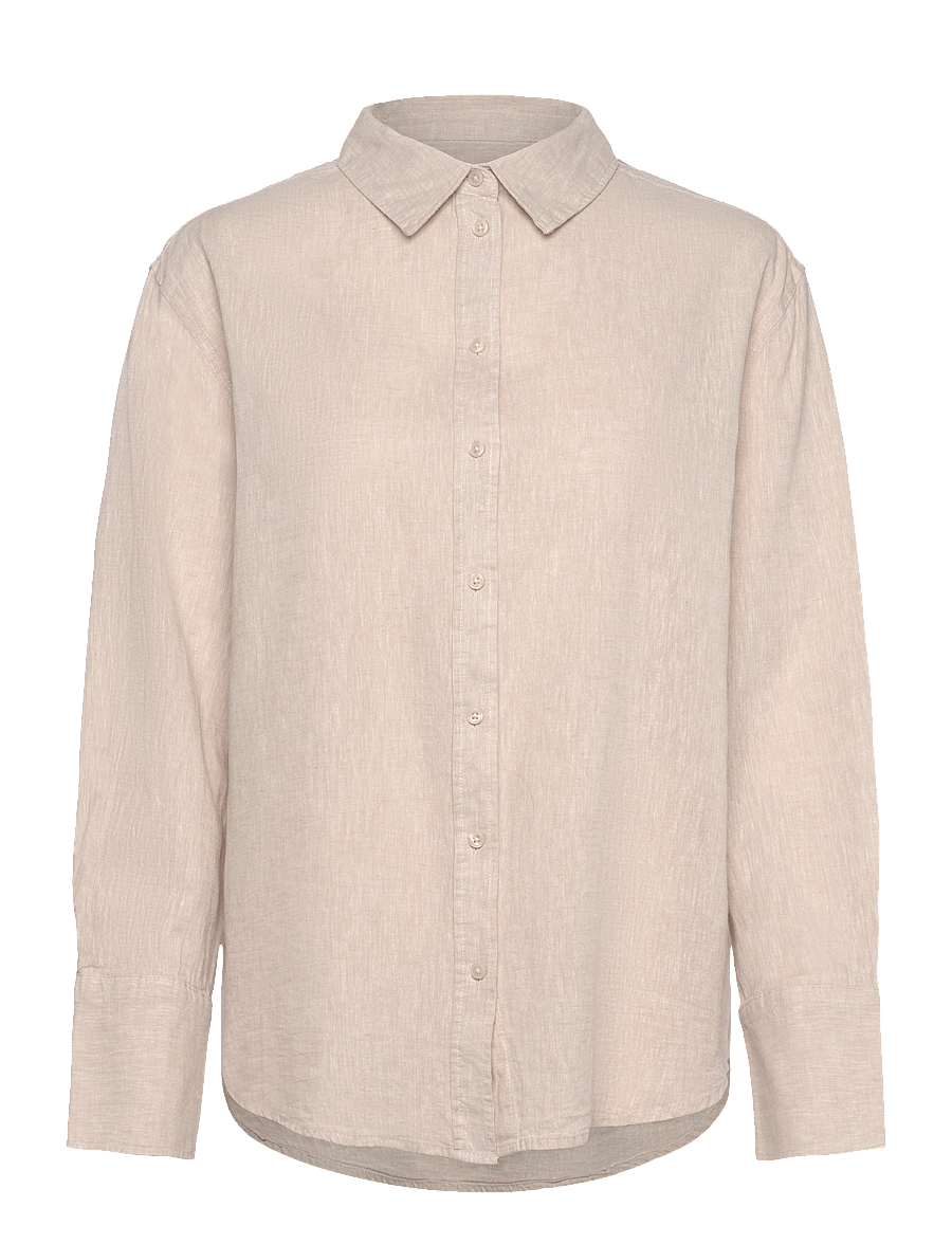 Gina Tricot - Linen blend shirt - lt linen beige (1037) - 0