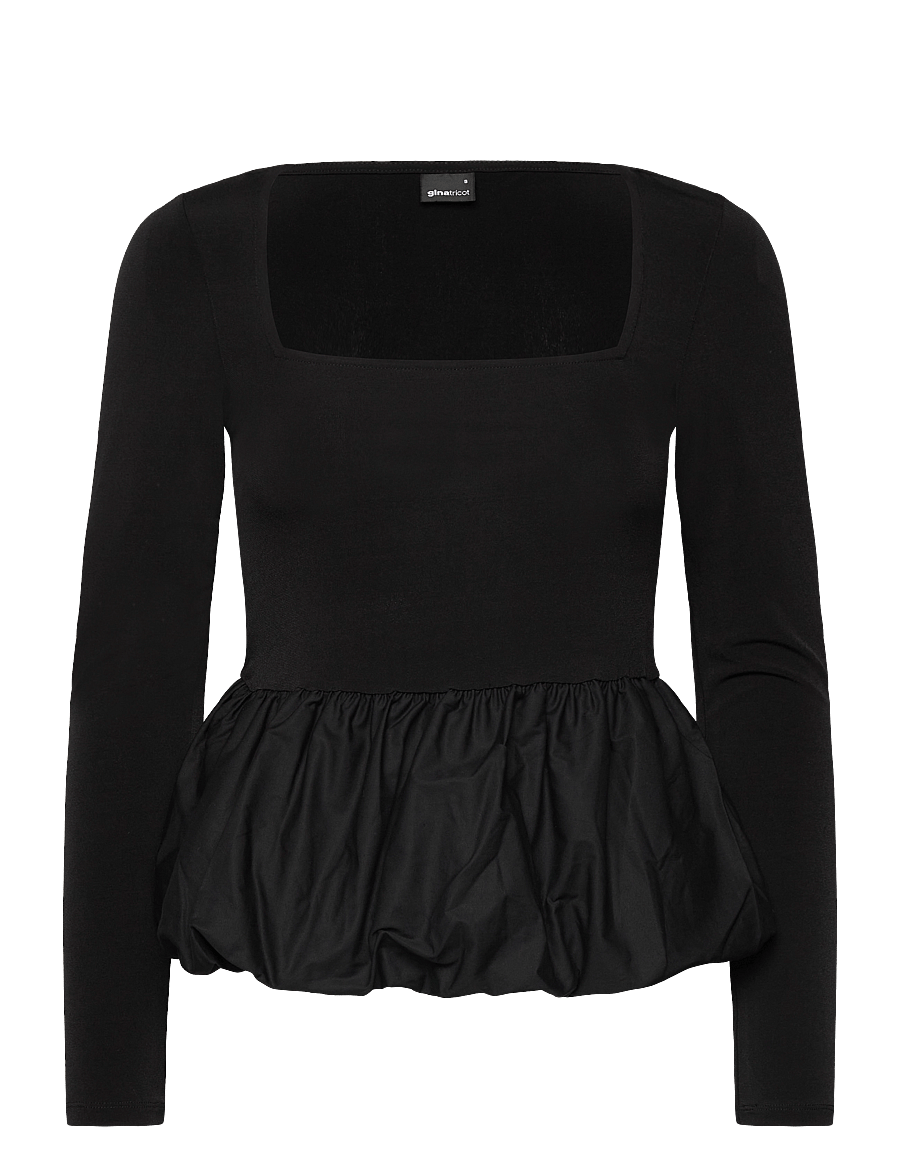 Gina Tricot - Peplum top - langärmlige tops - black (9000) - 0