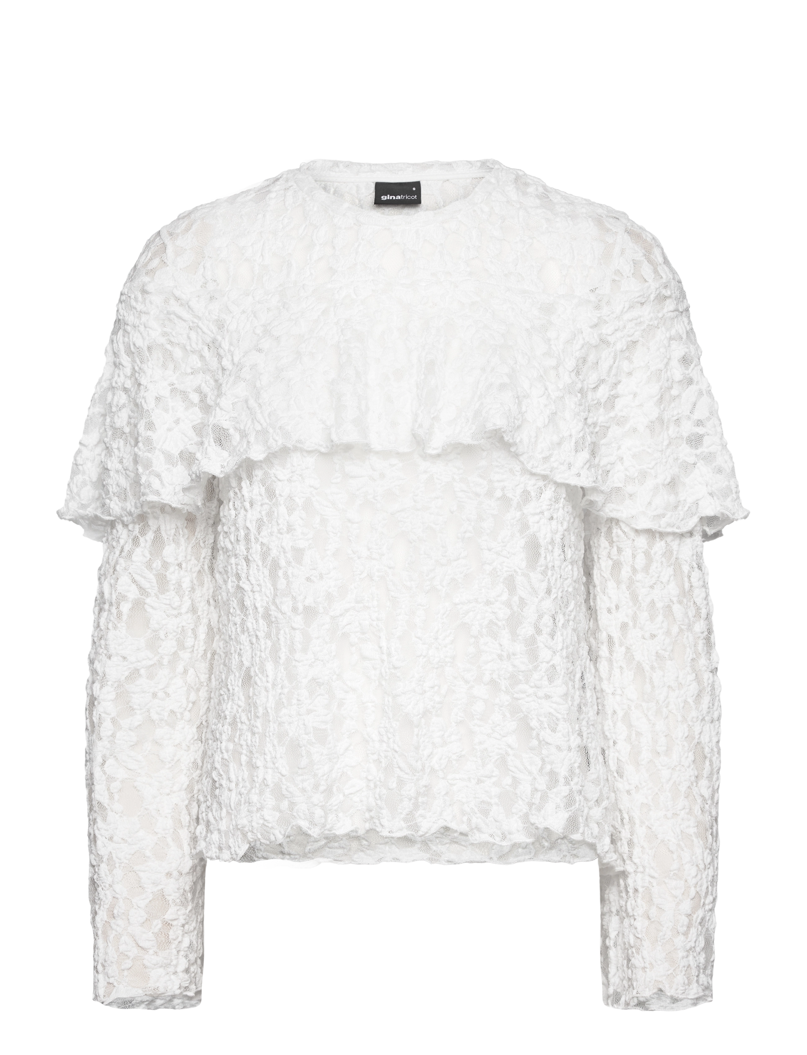 Gina Tricot Boho Lace Top, Kvinder, Flæset Blonde Top, Hvid, Str: S
