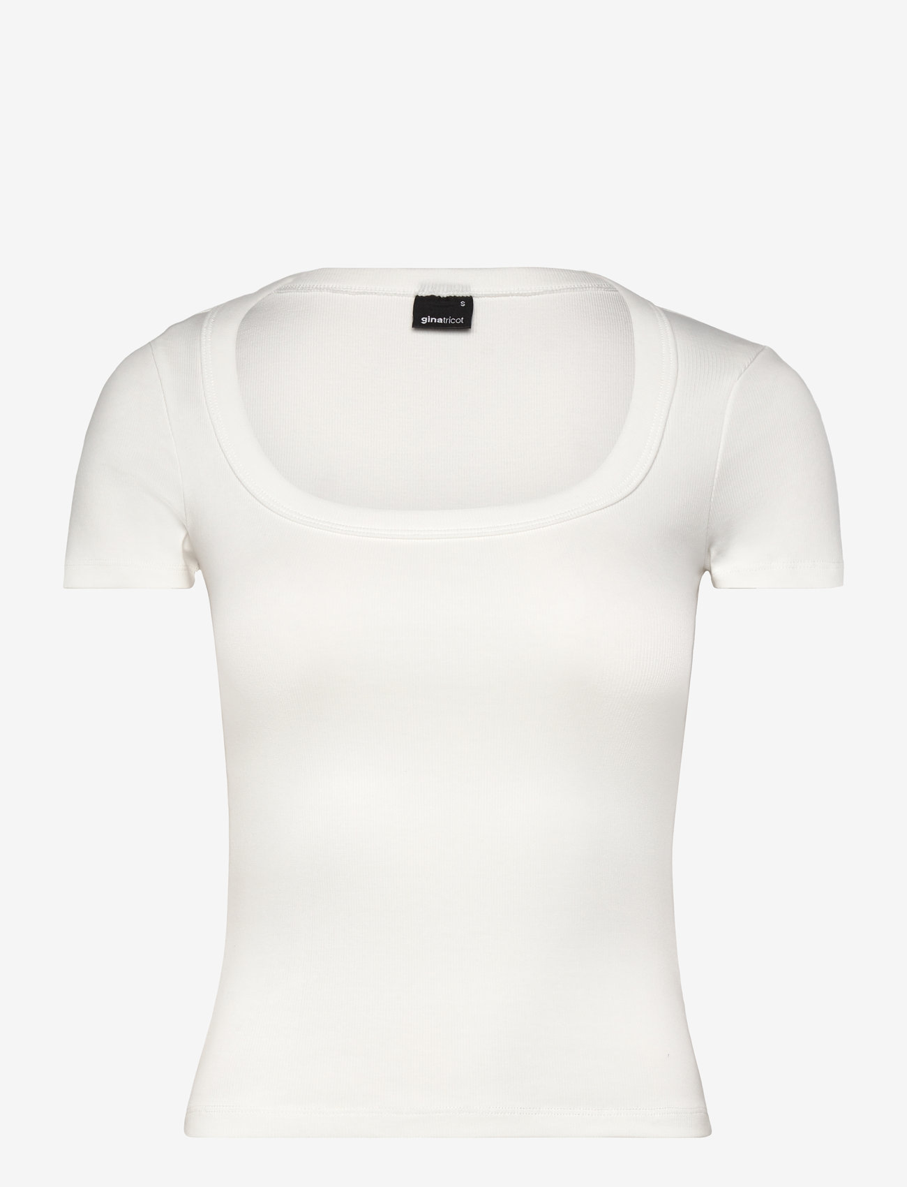 Gina Tricot - Rib short sleeve top - t-shirts - offwhite - 0