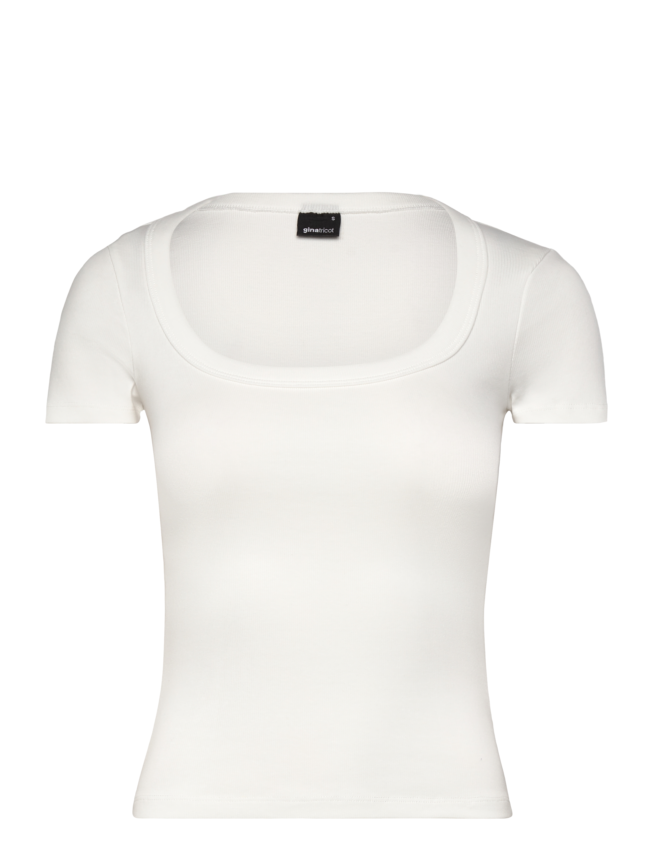 Gina Tricot Rib short sleeve top - Kampagne - OFFWHITE / white