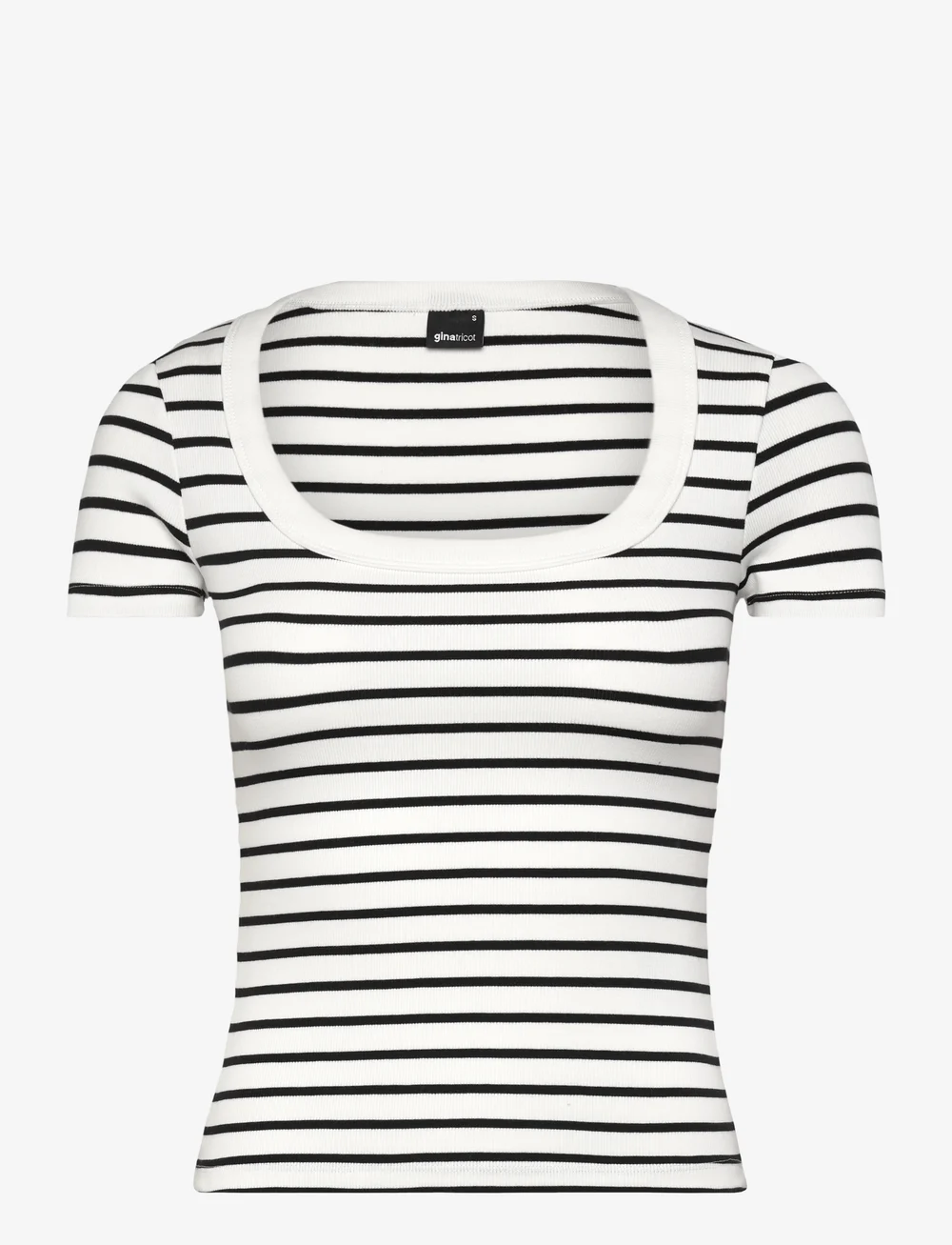Gina Tricot - Rib short sleeve top - t-shirts - stripe (1057) - 0