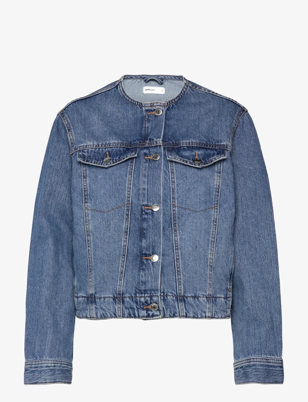 Gina Tricot - Collarless denim jacket - teksatagid - mid blue - 0