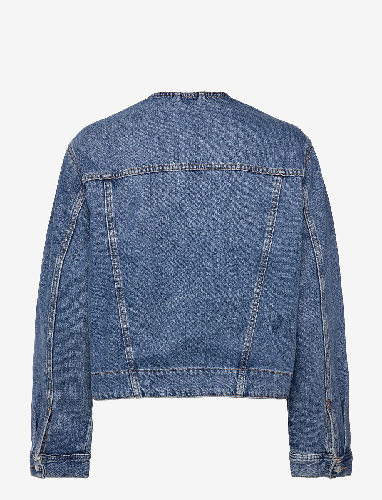 Gina Tricot - Collarless denim jacket - jeansjackor - mid blue - 1