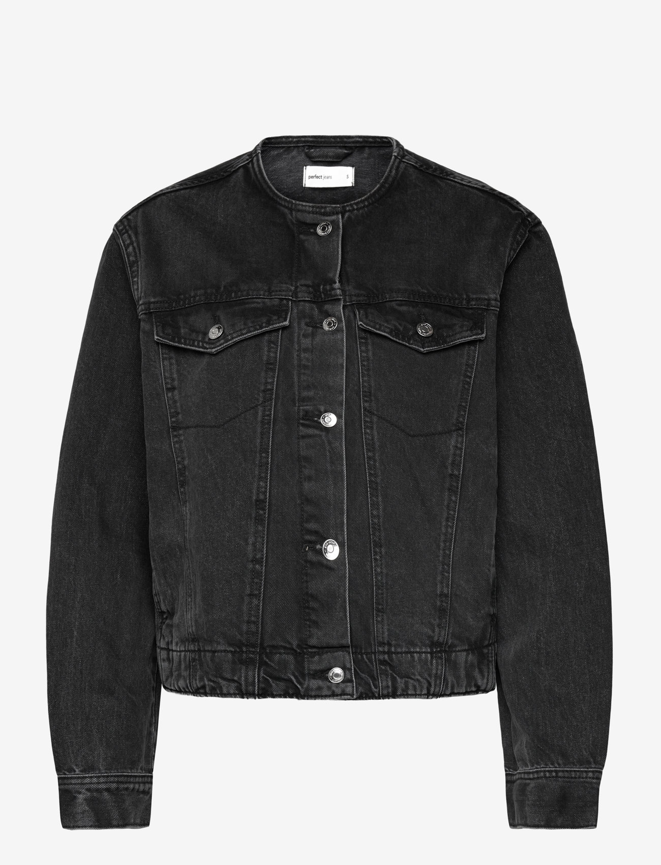 Gina Tricot - Collarless denim jacket - jeansjacken - offblack - 0