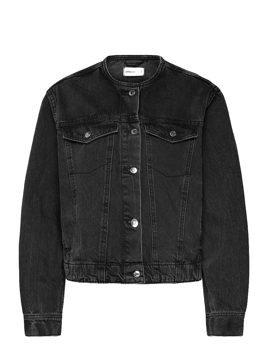 Gina Tricot - Collarless denim jacket - spijkerjassen - offblack - 0