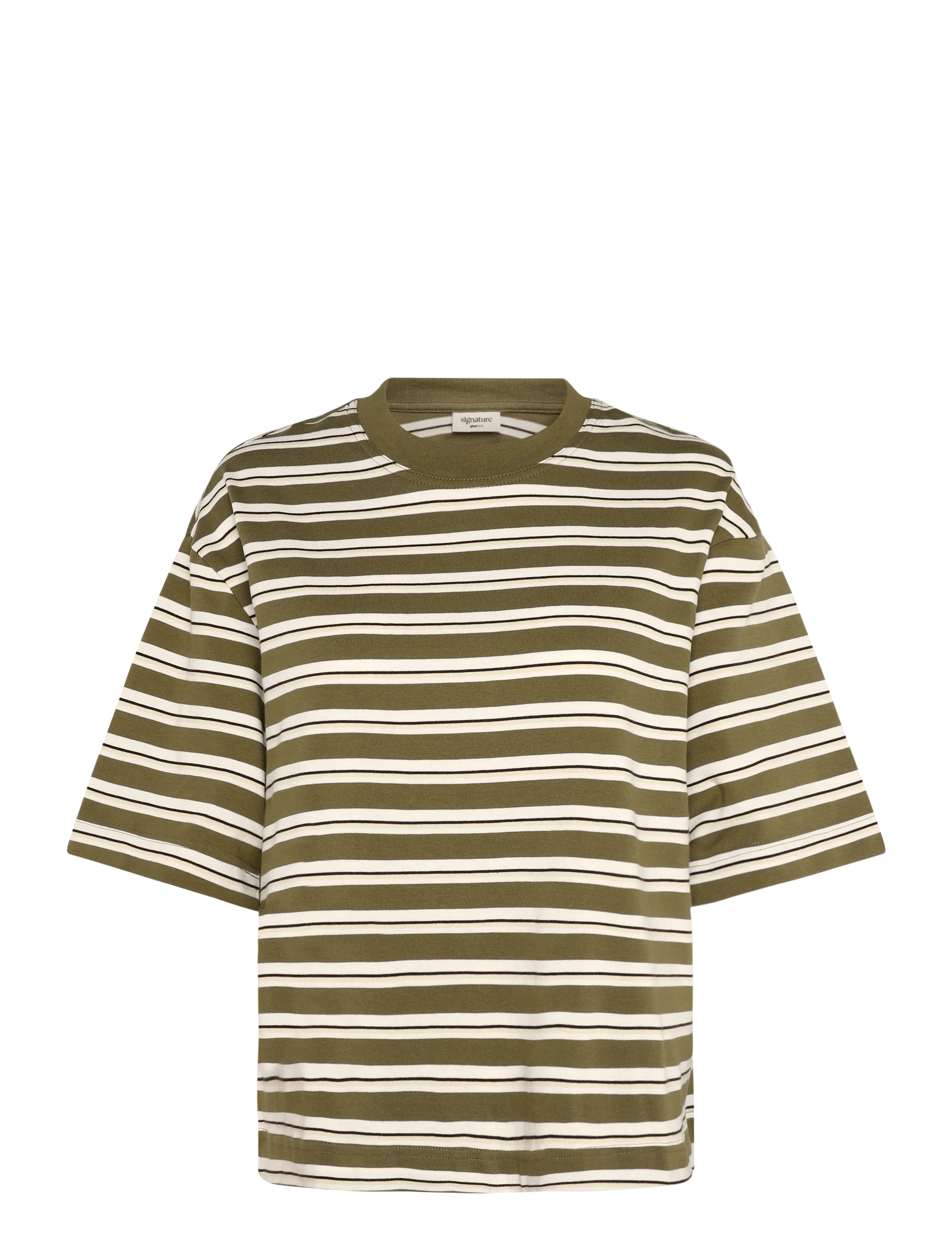Gina Tricot Perfect boxy tee - T-shirts & Toppe - GREEN STRIPE (6982) / khaki/green