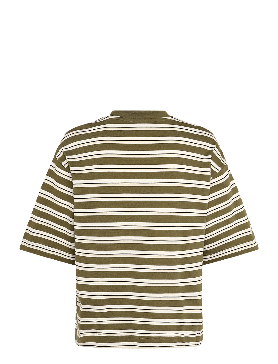 Gina Tricot - Perfect boxy tee - t-shirts - green stripe (6982) - 1