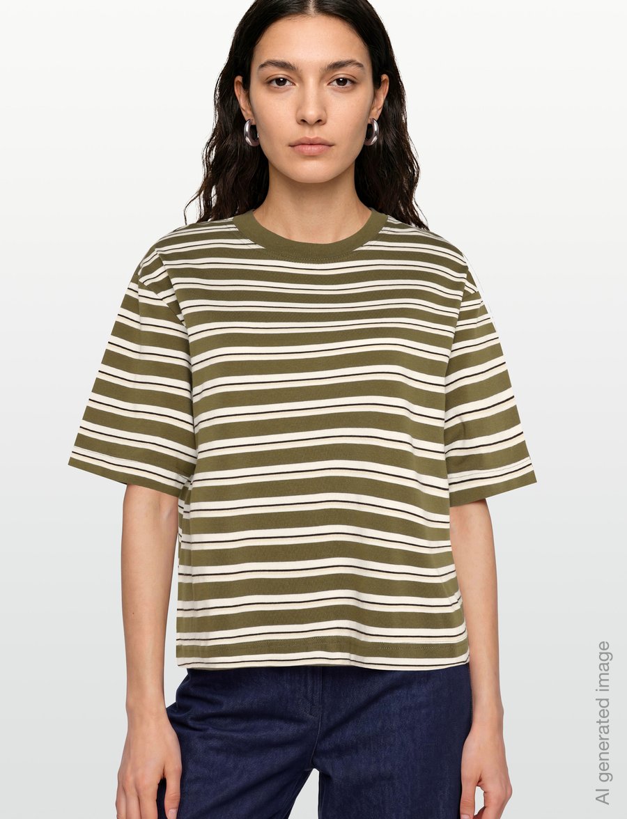 Gina Tricot - Perfect boxy tee - t-shirts - green stripe (6982) - 3