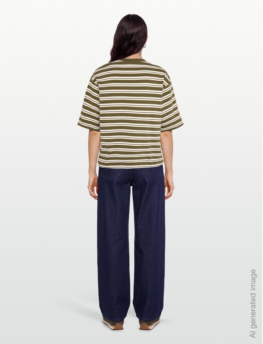 Gina Tricot - Perfect boxy tee - t-shirts - green stripe (6982) - 4