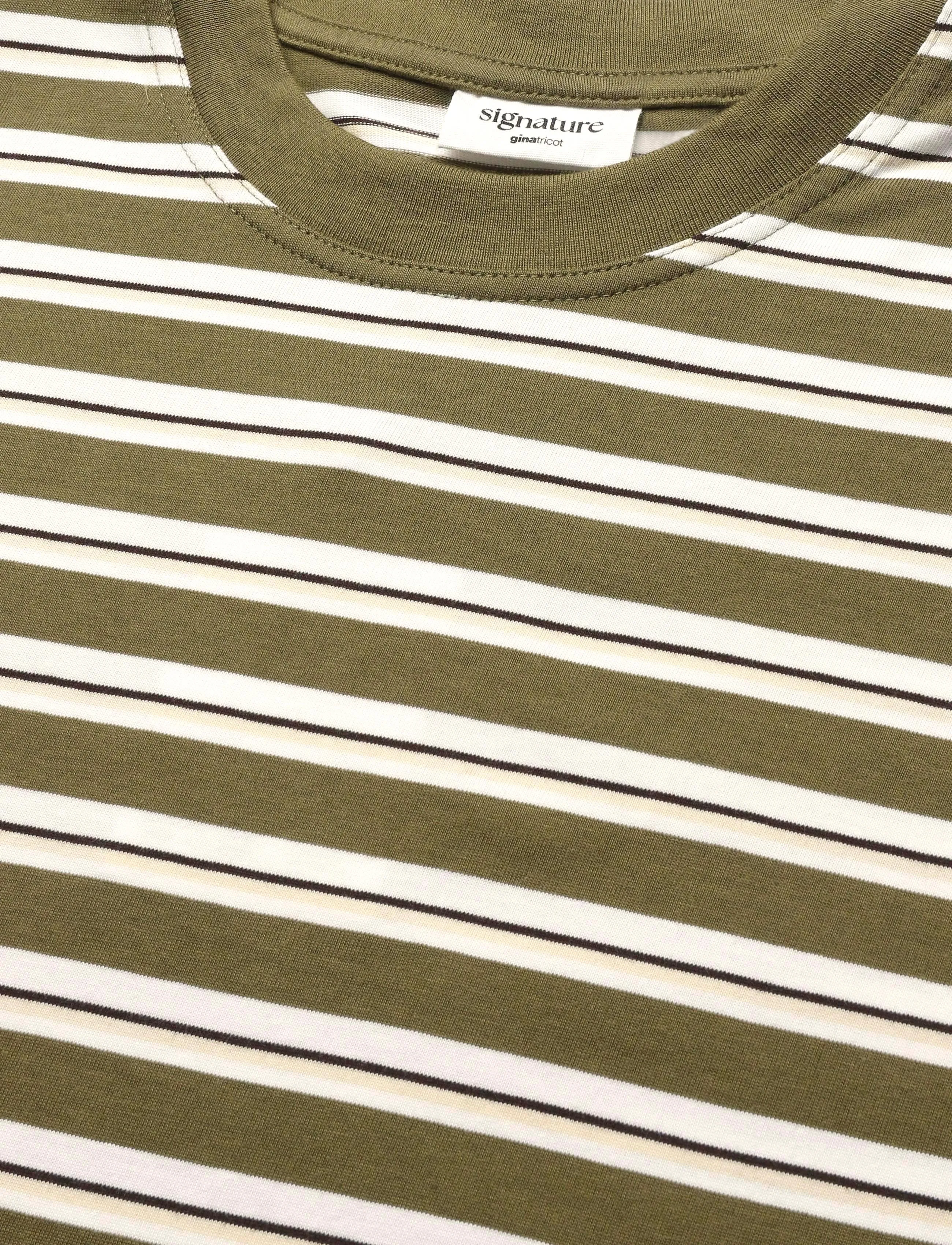 Gina Tricot - Perfect boxy tee - t-shirts - green stripe (6982) - 2
