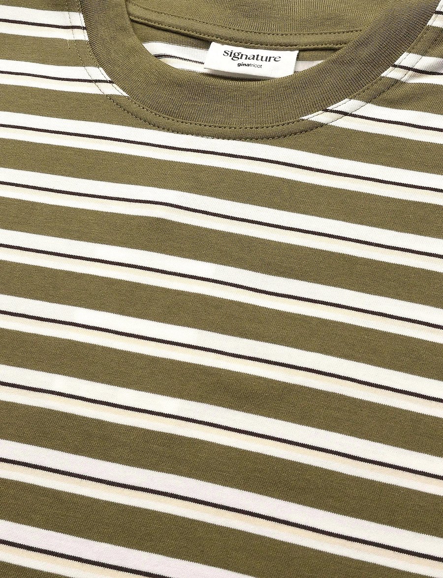 Gina Tricot - Perfect boxy tee - t-shirts - green stripe (6982) - 2