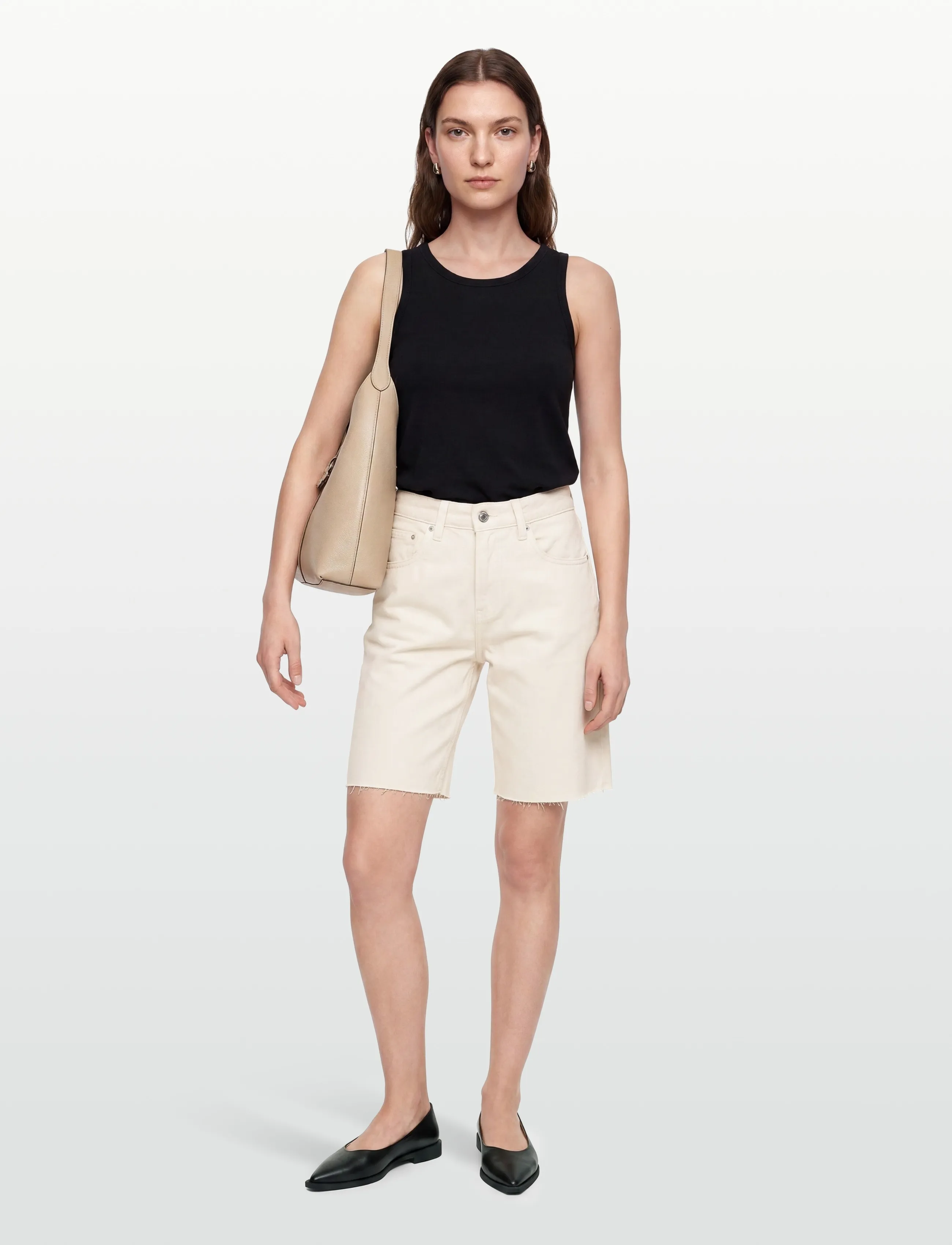 Gina Tricot Denim Jorts, 44, Shorts, Creme - Frauen