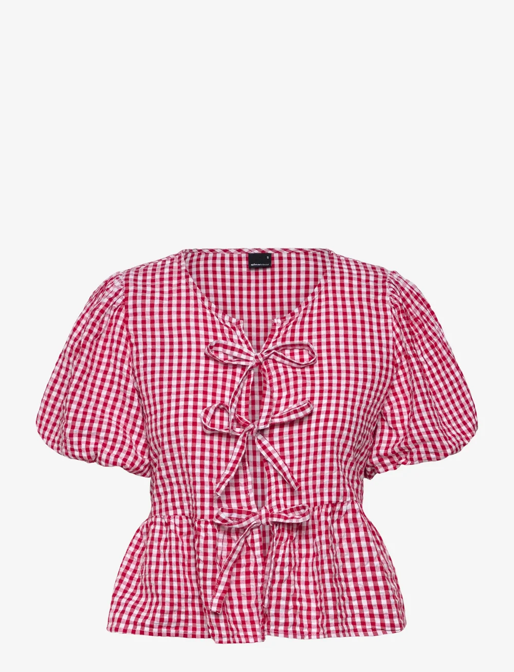 Gina Tricot - Puff sleeve blouse - kortærmede bluser - red check (3710) - 0