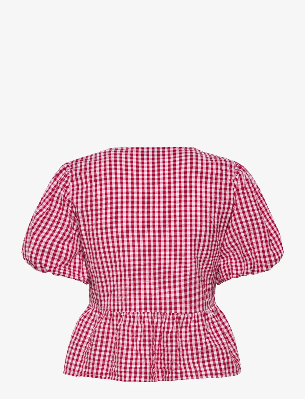 Gina Tricot - Puff sleeve blouse - kortærmede bluser - red check (3710) - 1