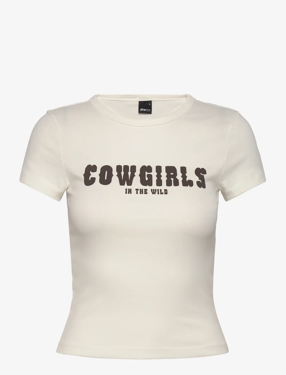 Gina Tricot - Printed tight top - t-särgid - offwhite/brown (1710) - 0