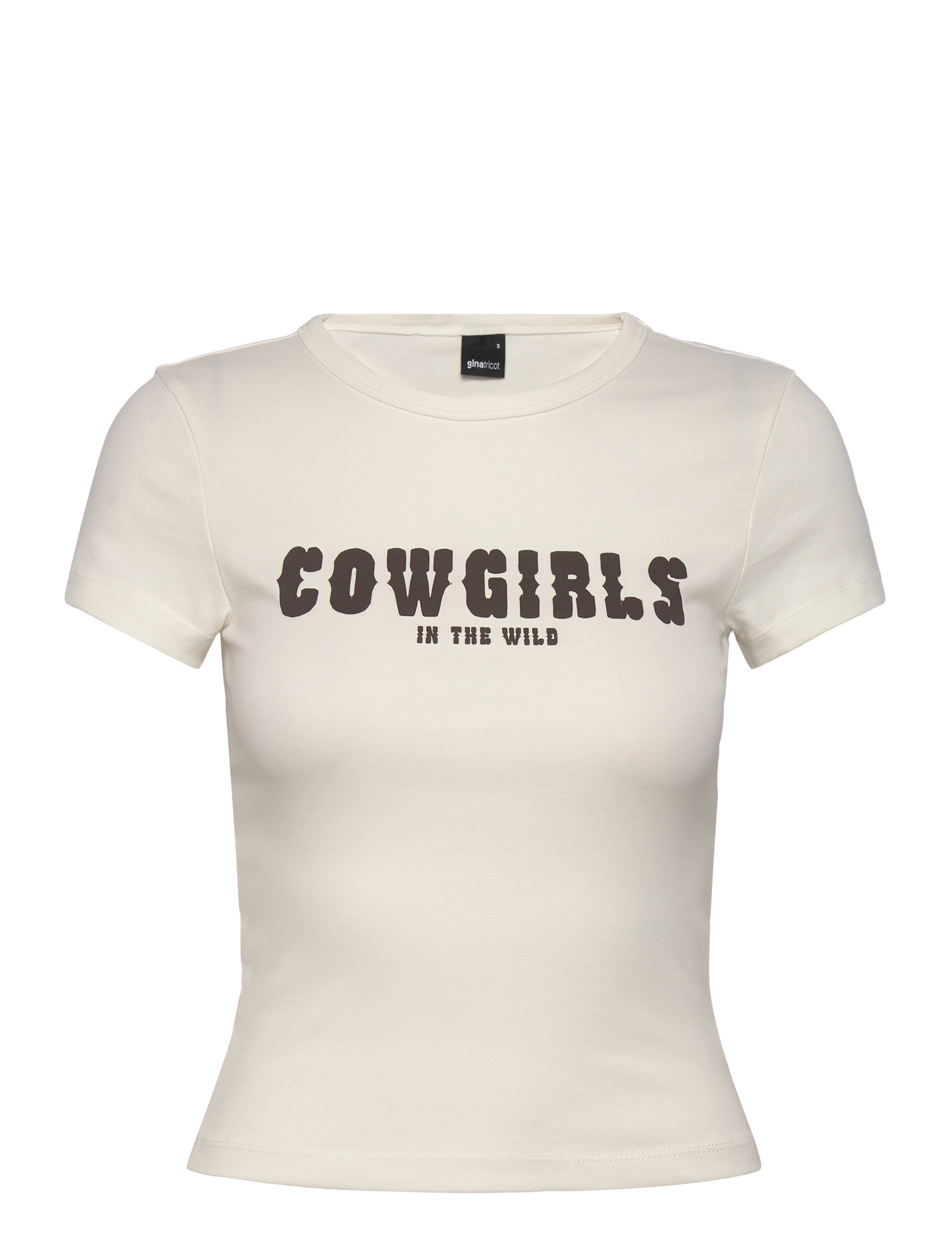 Gina Tricot Printed tight top - Kampagne - OFFWHITE/BROWN (1710) / yellow