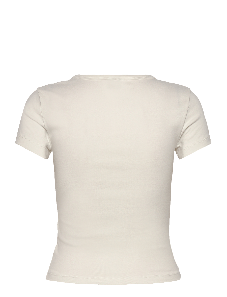 Gina Tricot - Printed tight top - t-shirts - offwhite/brown (1710) - 1