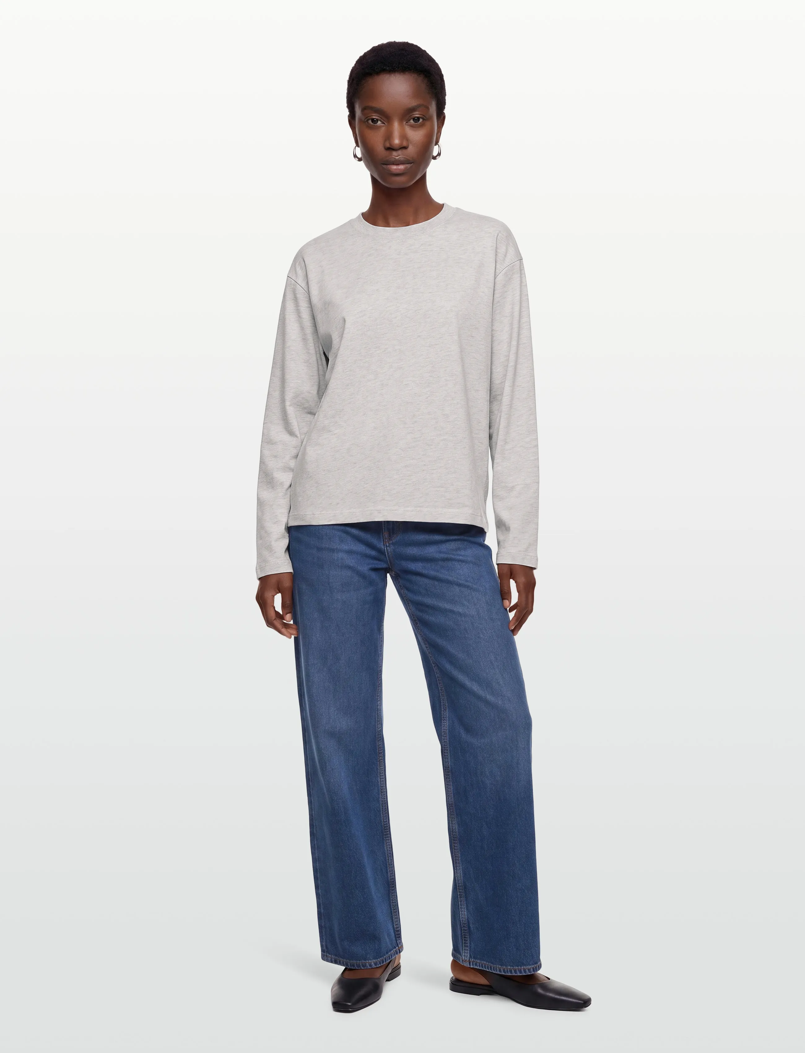 Gina Tricot Loose fit long sleeve tee - T-Shirts & Tops - LT GREY MELANGE / grey