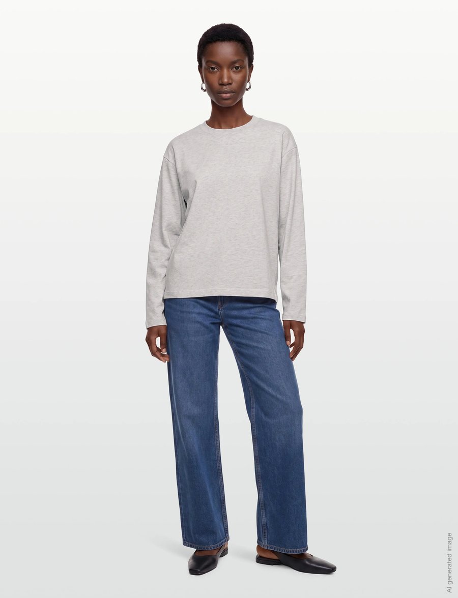 Gina Tricot - Loose fit long sleeve tee - pikkade varrukatega topid - lt grey melange - 0