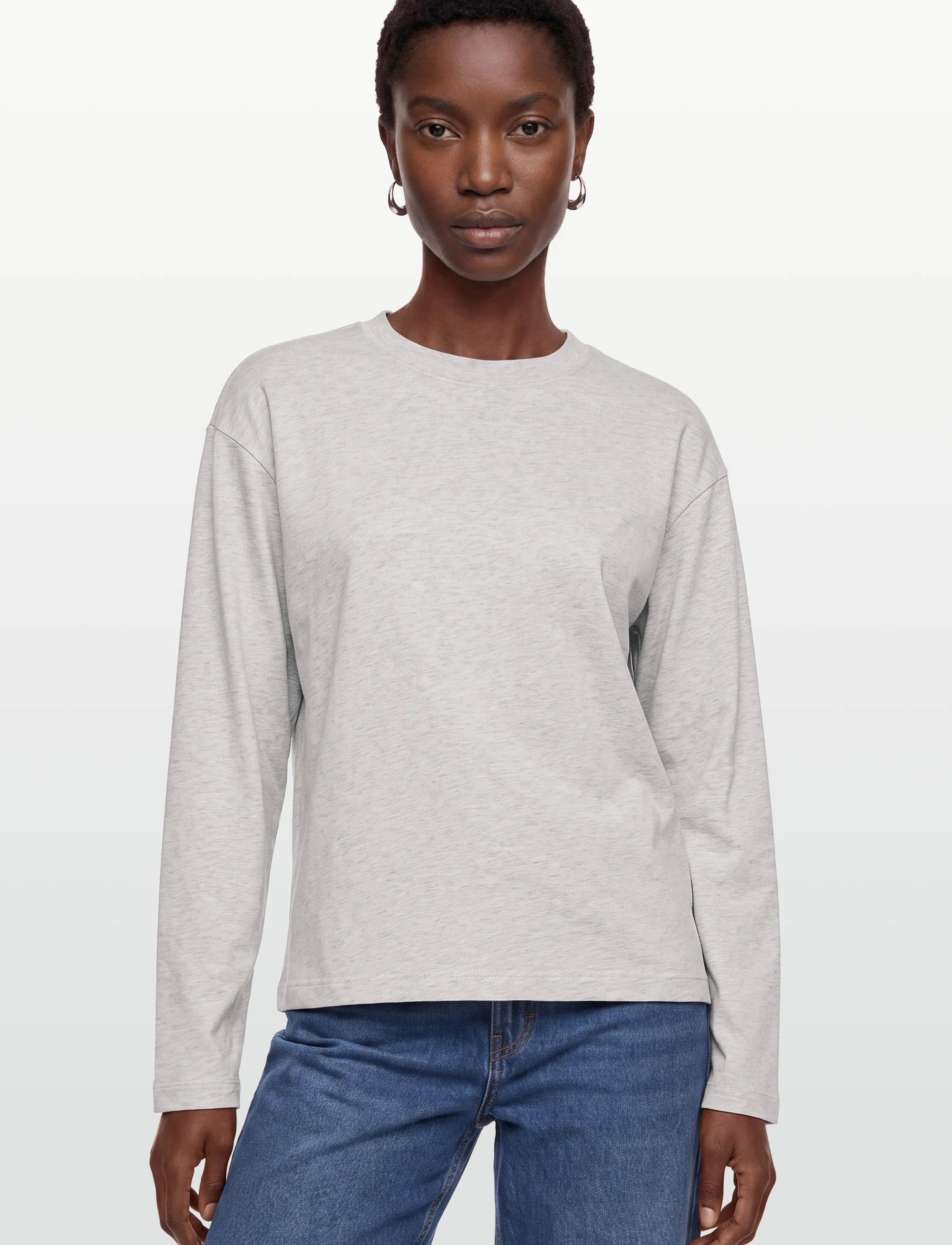 Gina Tricot - Loose fit long sleeve tee - pikkade varrukatega topid - lt grey melange - 3
