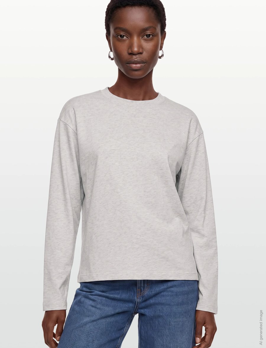 Gina Tricot - Loose fit long sleeve tee - pikkade varrukatega topid - lt grey melange - 3
