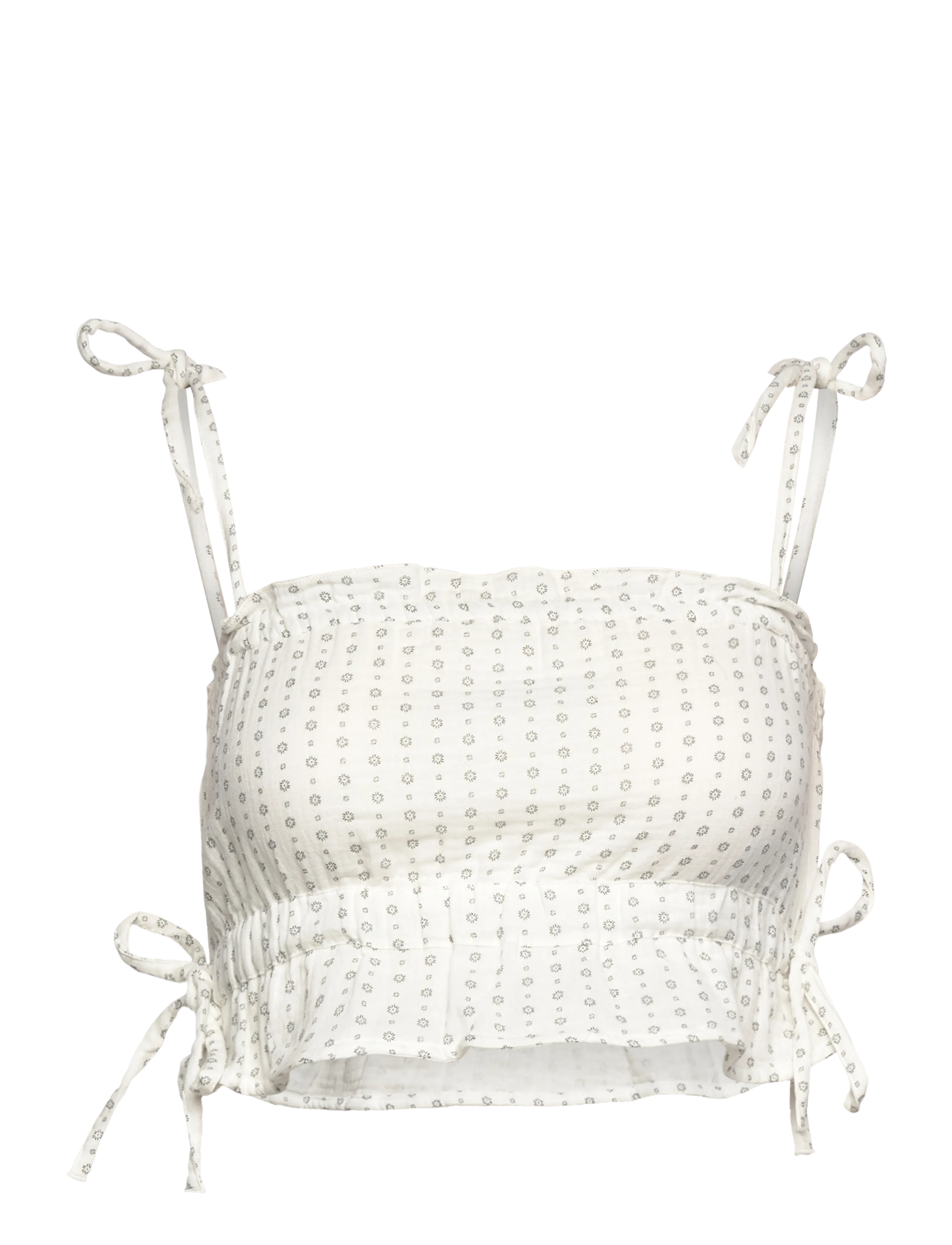 Gina Tricot Gauze Homewear Top, Kvinder, Gaze Hjemmetøj Croptop Med Bindestropper, Hvid, Str: S