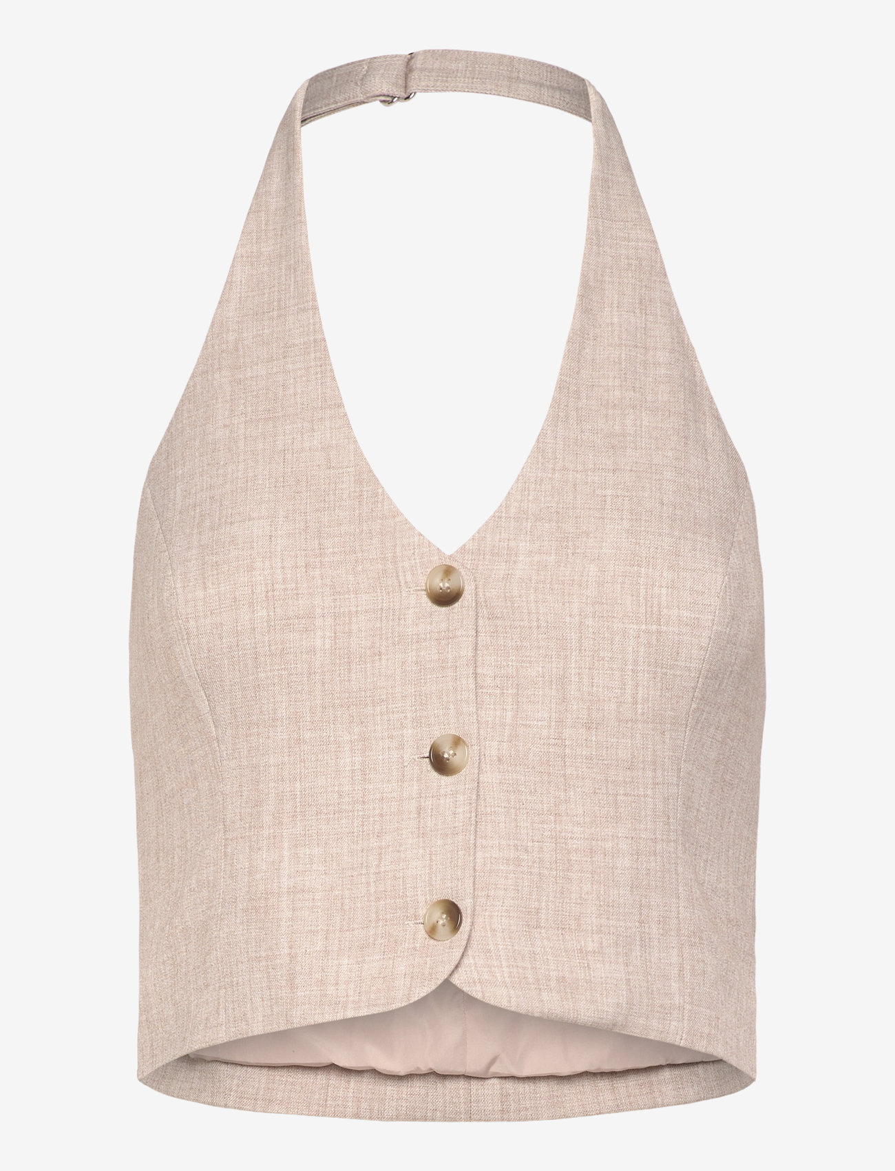 Gina Tricot - Halterneck tailored vest - kostymvästar - beige melange (1186) - 0