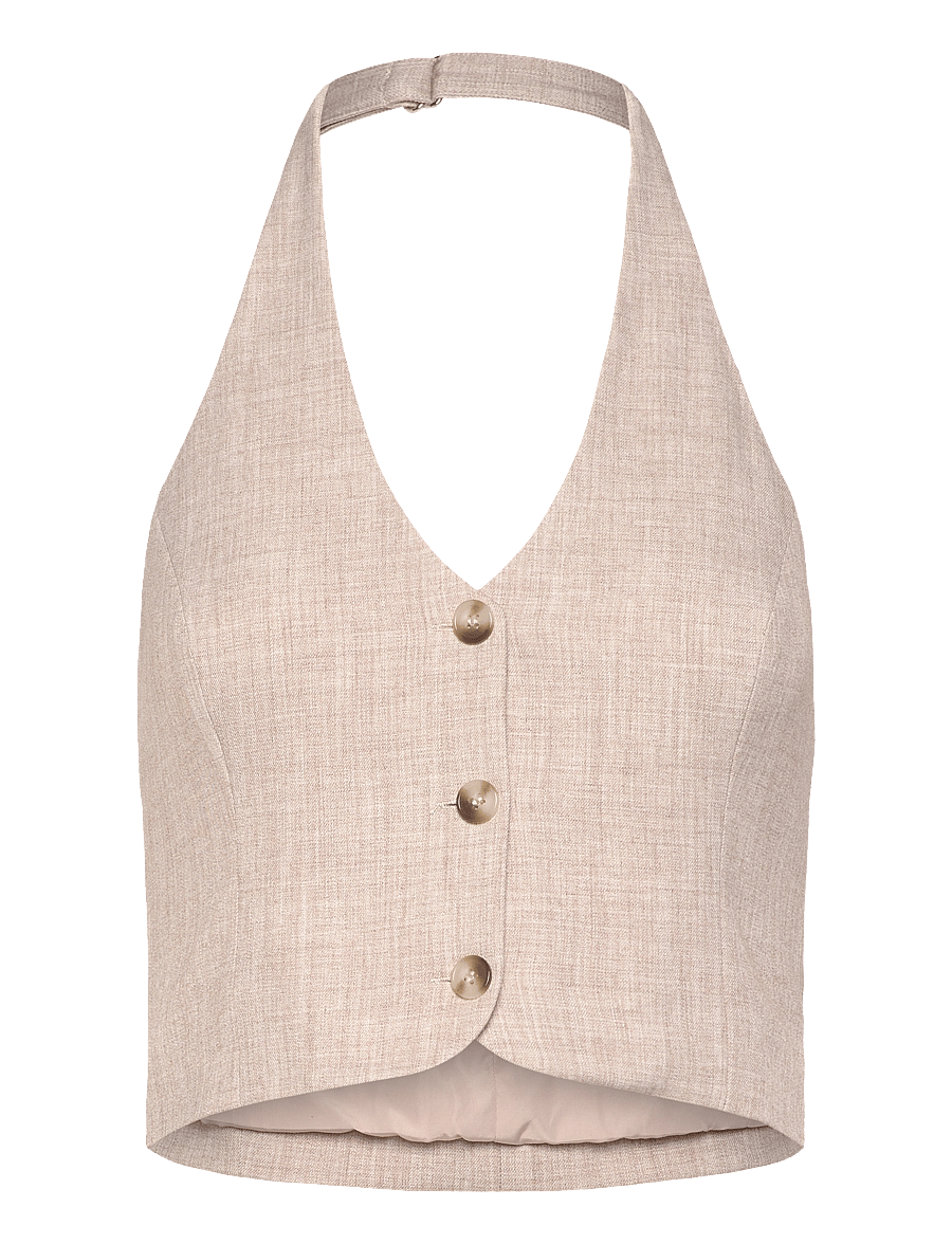 Gina Tricot - Halterneck tailored vest - pukuliivit - beige melange (1186) - 0