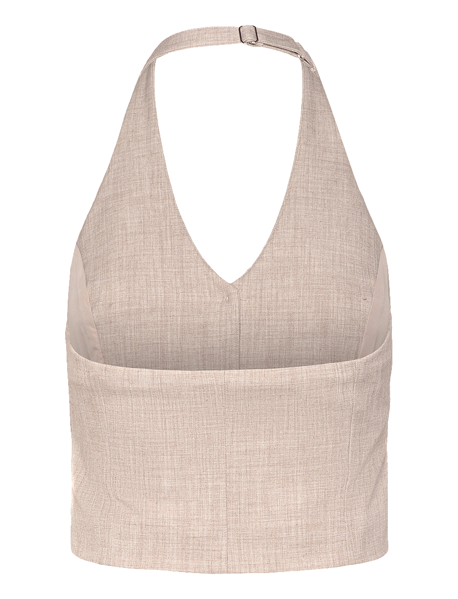 Gina Tricot - Halterneck tailored vest - pukuliivit - beige melange (1186) - 1