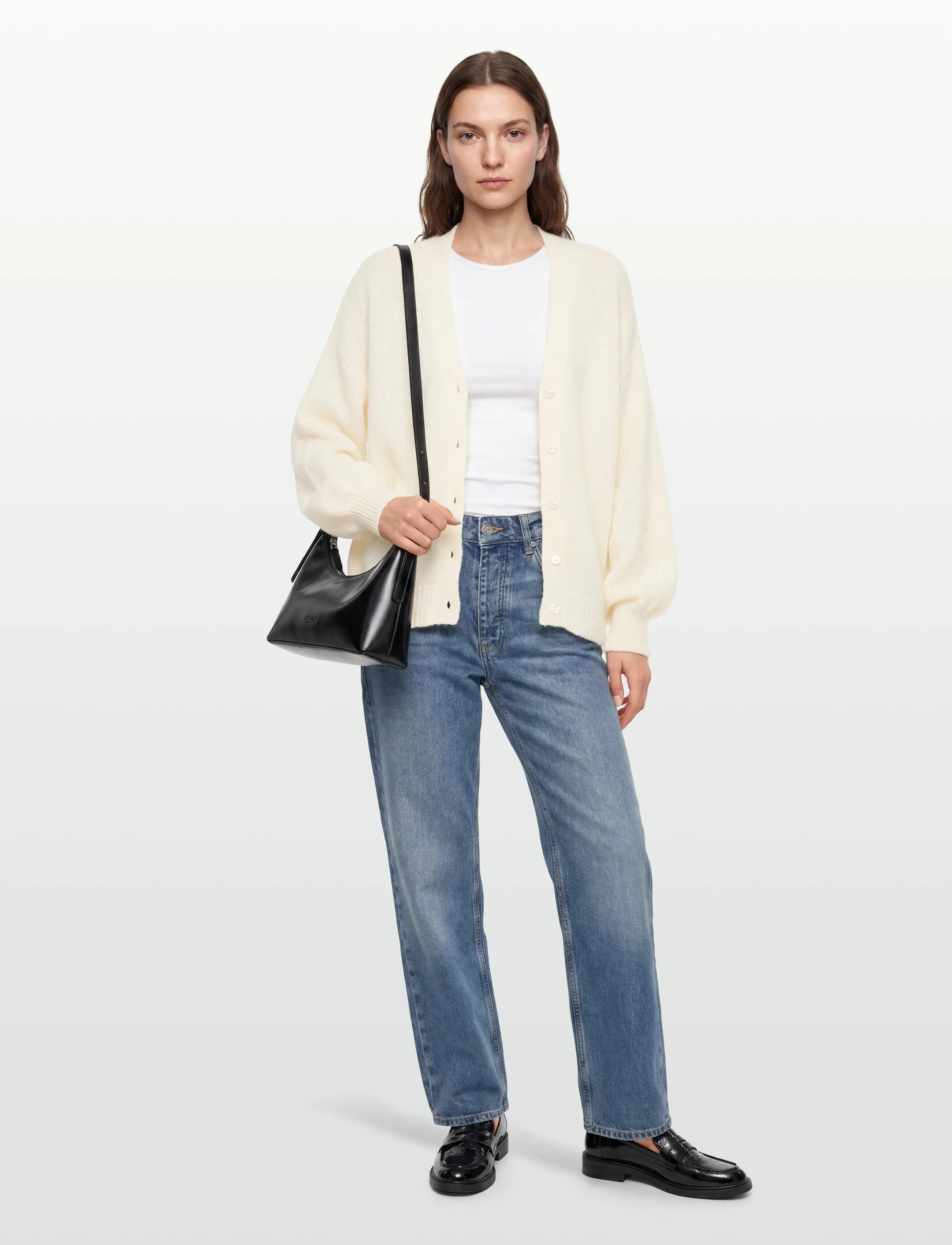 Gina Tricot Chunky Knitted Cardigan, XL, Cream, Strik > Cardigans, Dame