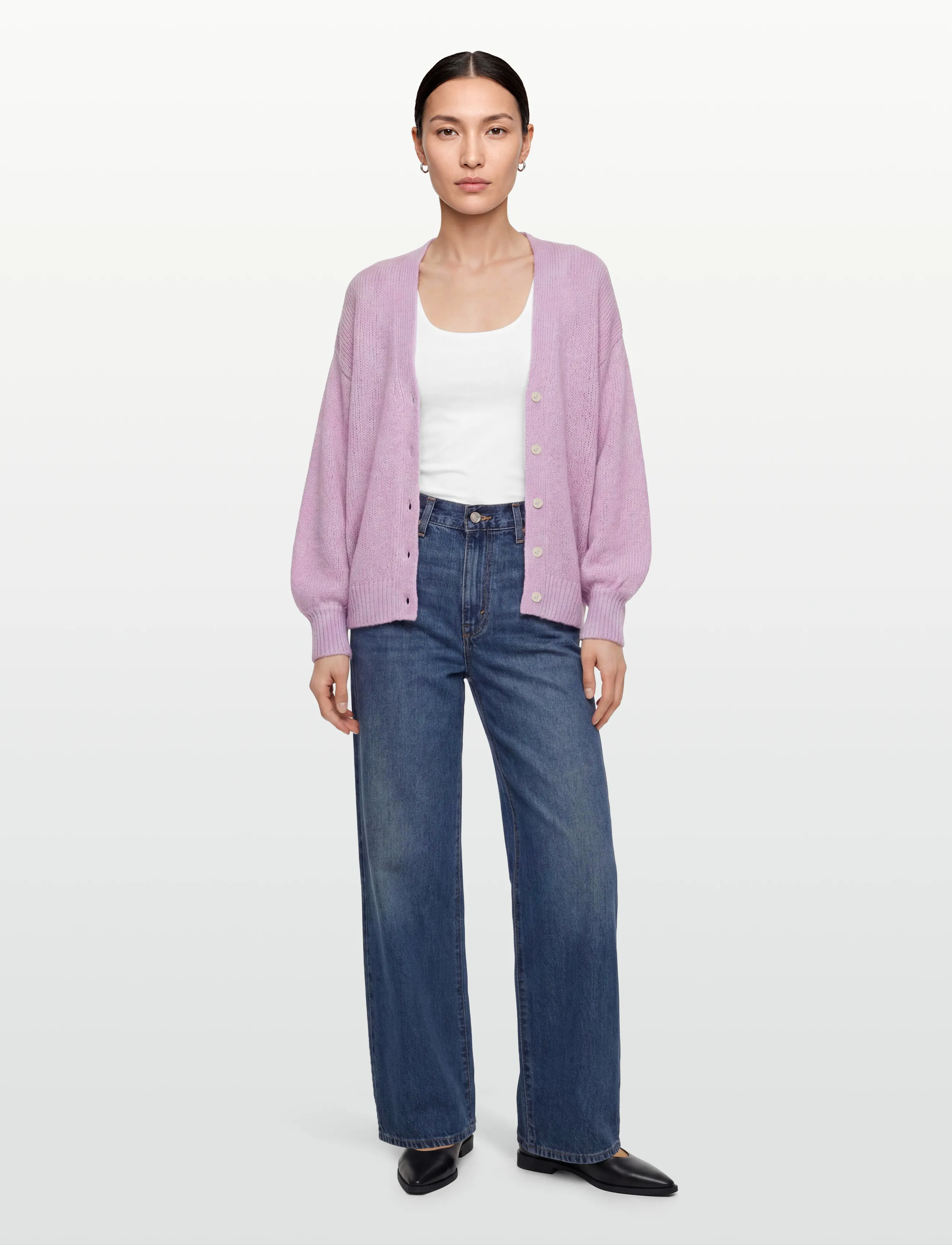 Gina Tricot Chunky Knitted Cardigan, XS, Purple, Strik > Cardigans, Dame