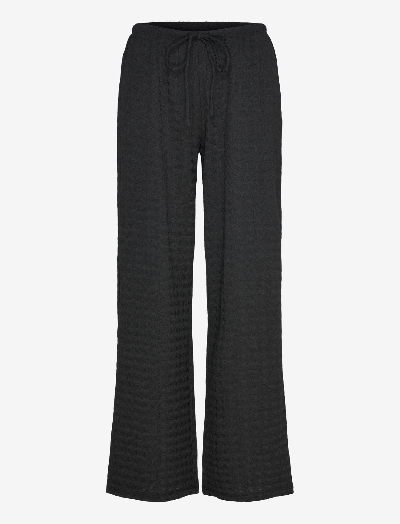 Gina Tricot - Textured trousers - hosen mit weitem bein - black (9000) - 0