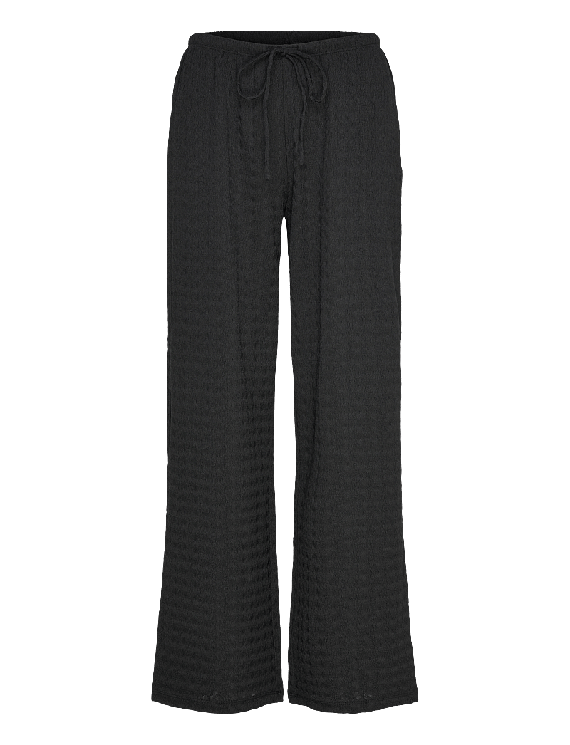 Gina Tricot - Textured trousers - hosen mit weitem bein - black (9000) - 0