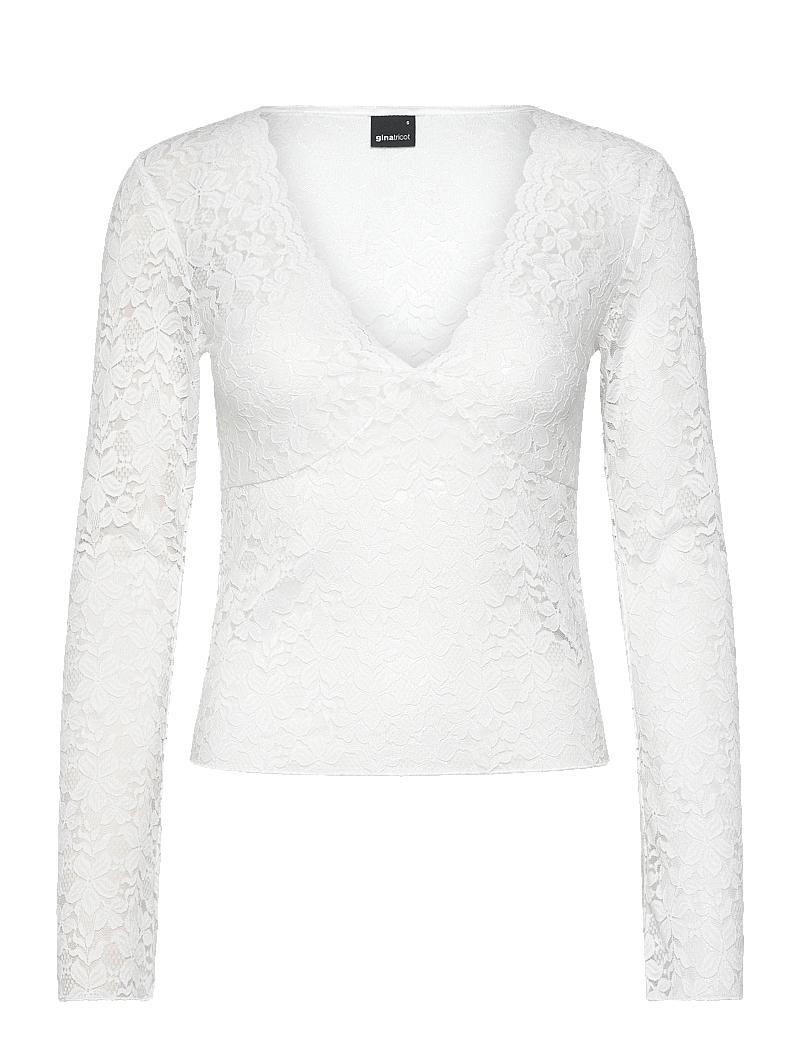 Gina Tricot - Lace top - långärmade blusar - offwhite - 0