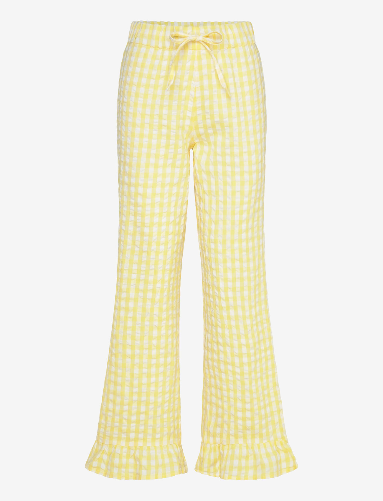 Gina Tricot - Gingham seersucker trousers - pyjamahose - white/yellow (1018) - 0